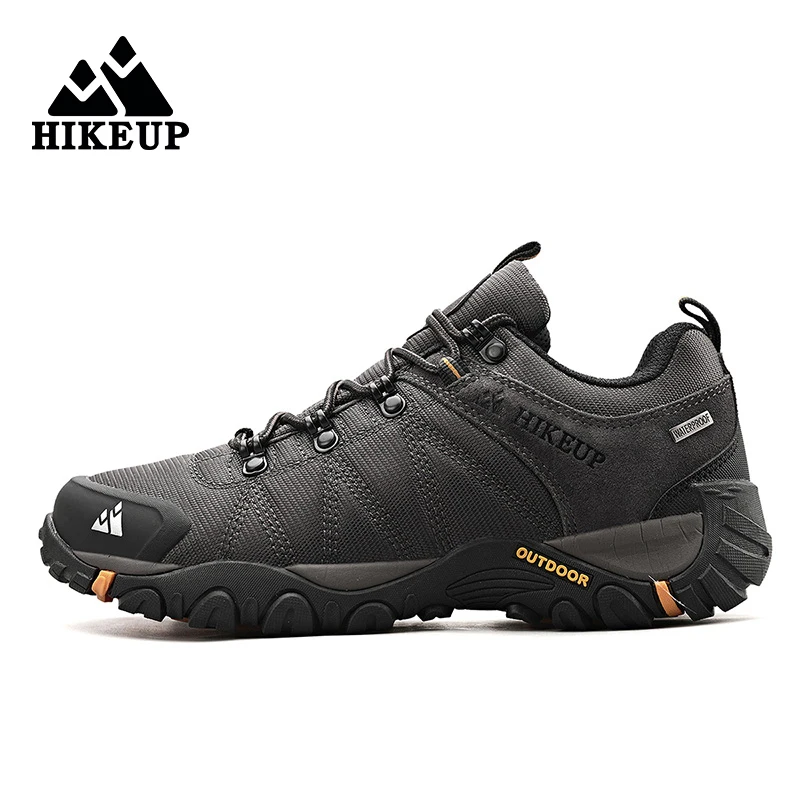 hikeup non slip men hiking shoes breathable outdoor wear resistant splashproof climbing men sneaker tourism mountain shoes
