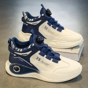 mens sneakers with rotating buckle comfy non slip lace up durable shoes for mens outdoor activities