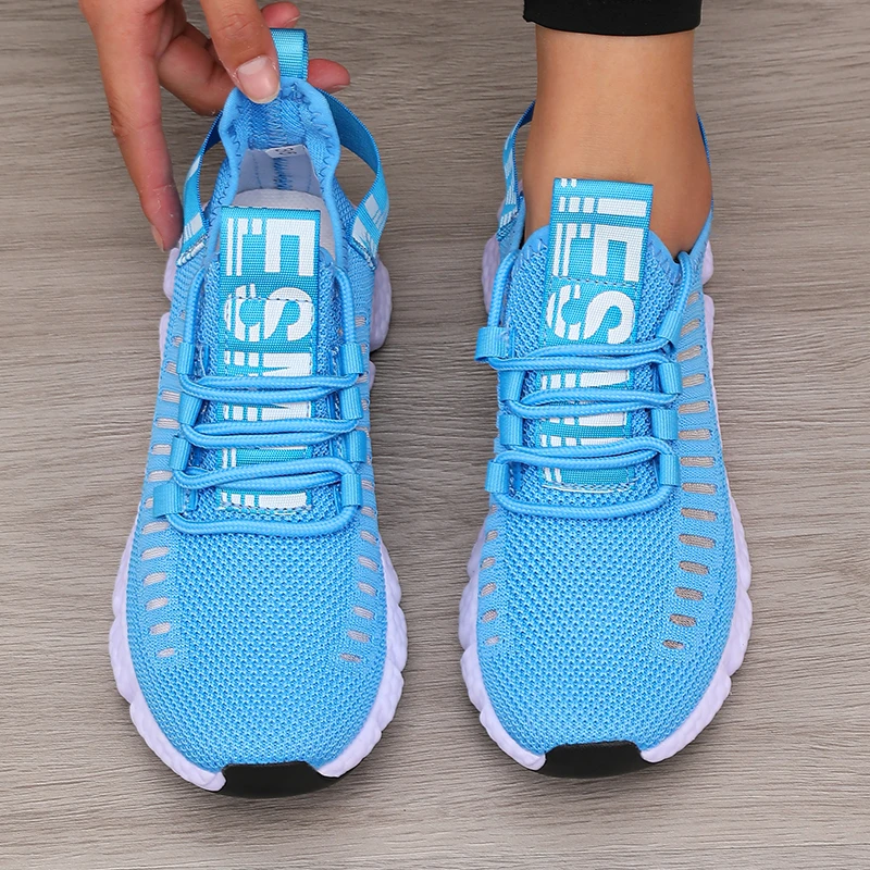 Women's Sports Shoes Mesh Lightweight Soft Sole Jogging Strap Breathable Fashion Sports Walking Casual Tennis Flat Shoes for Men - Image 3