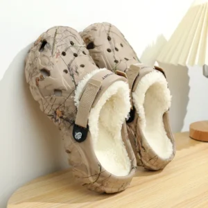 winter garden clogs men warm slippers plush fur sandals fur slides couples concise home cotton shoes outdoor fluffy slides