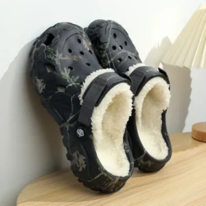 winter garden clogs men warm slippers plush fur sandals fur slides couples concise home cotton shoes outdoor fluffy slides